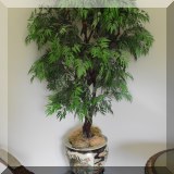 DG01. Faux tree in Asian porcelain jardiniere with rosewood stand. 